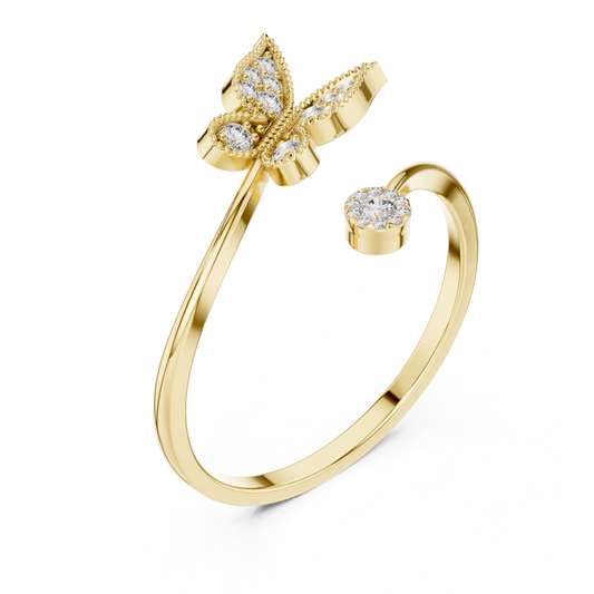 Open Wrap Butterfly Ring with Moissanite Round Diamond