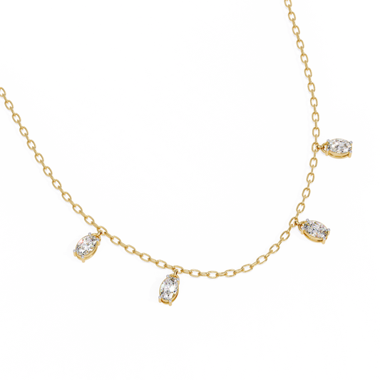 Oval Moissanite Diamond Dangle Chain Necklace
