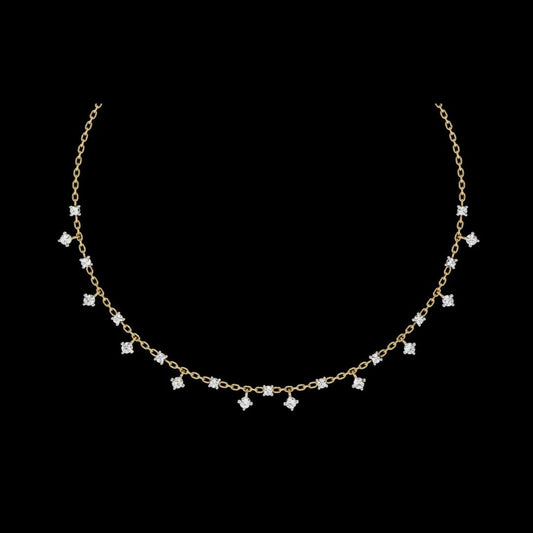 Princess Shape Round Lab Grown Diamond Choker Necklace