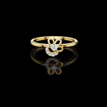 0.056 TCW Floral Loop Design and Sparkling Moissanite Round Diamond Accents Ring