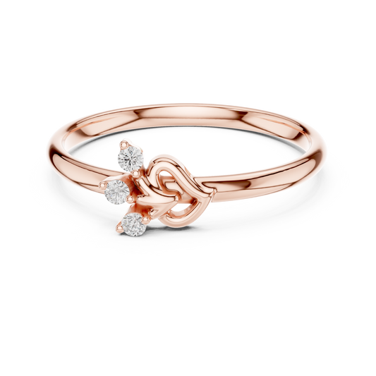 Round Cut Moissanite Diamond Heart Knot Promise Ring