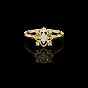 0.064 TCW Floral Moissanite Diamond Ring Featuring a Radiant Cluster and Petal Inspired Design