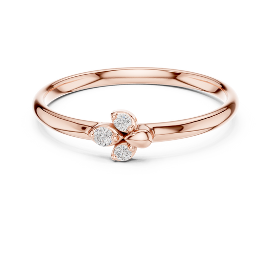 Minimalist Floral Round Cut Lab Diamond Cluster Ring