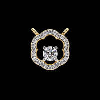 Flower Shape Halo Pendant with Round Cut Solitaire Moissanite