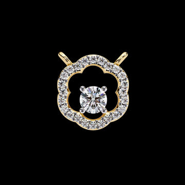 Flower Shape Halo Pendant with Round Cut Solitaire Moissanite