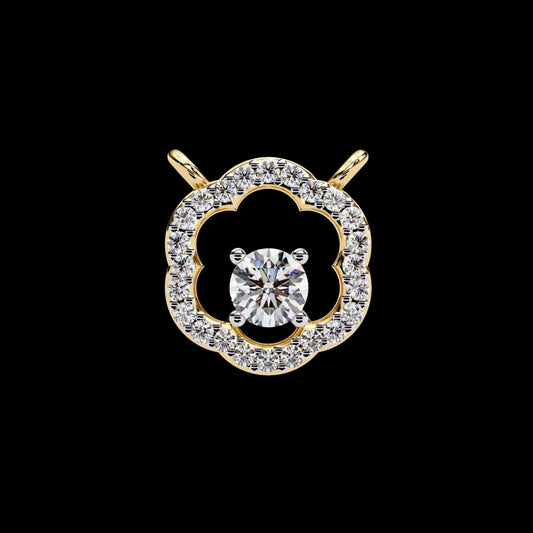 Flower Shape Halo Pendant with Round Cut Solitaire Moissanite