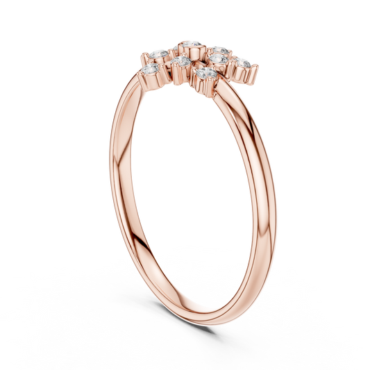 Snowflake Round Cut Lab Diamond Cluster Anniversary Ring