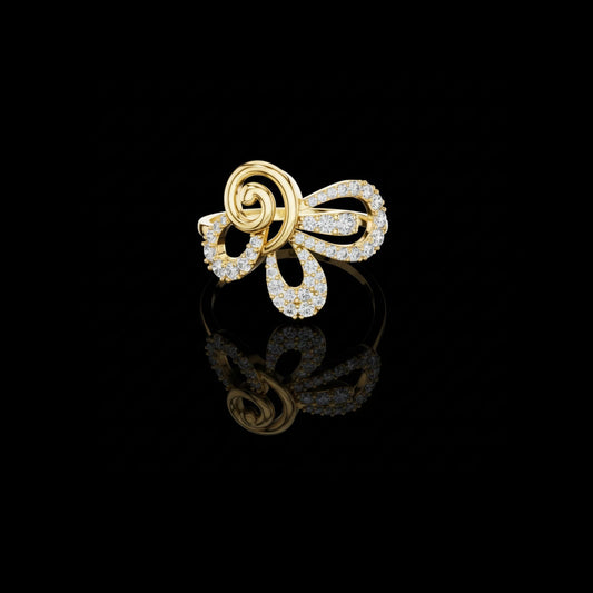 0.43 TCW Pretty Moissanite Round Cut Bow-Style Diamond Ring with Pavé Brilliance For Her