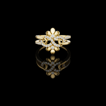 0.29 TCW Majestic Floral Moissanite Diamond Ring with Interlaced Curves and Brilliant Pavé Detailing