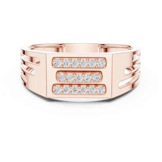 Round Cut Lab Grown Diamond Men's Architectural Side Cutout Statement Band