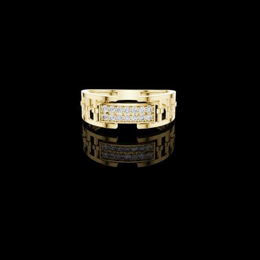 0.17 TCW Classic Round Moissanite Pave Diamonds Modern Openwork Band Statement Fine Jewelry by Ivevar Luxury