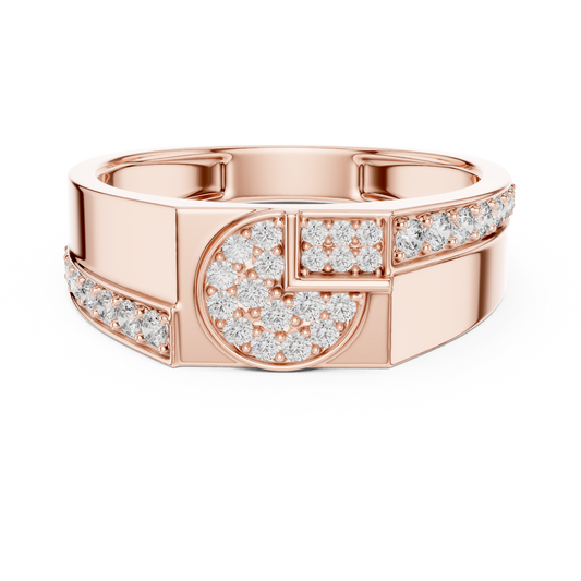Round Cut Moissanite Diamond Men's Split Circle Medallion Statement Band