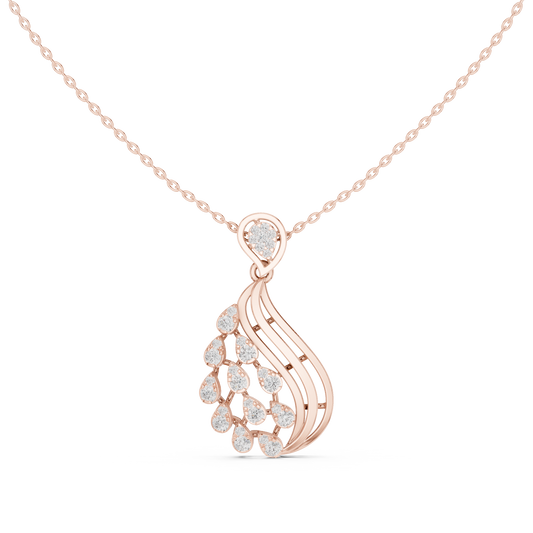 Leaf Swirl Pendant Necklace with Marquise Moissanite