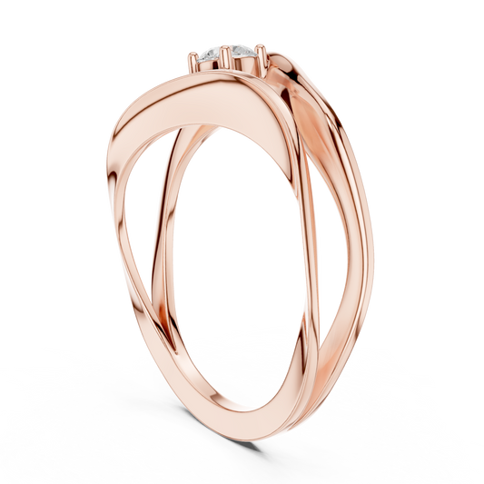 Round Solitaire Twisted Sculpted Split Band Lab Grown Ring