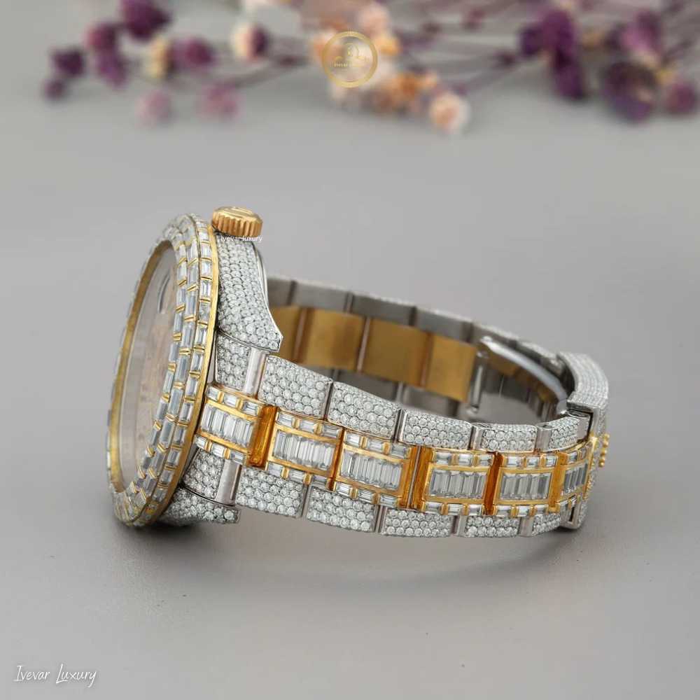 Exclusive Custom Baguette & Round Cut Lab Grown Diamonds Luxury Watch By Ivevar - View 3