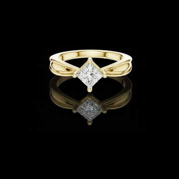 0.64 TCW Trendy Princess Moissanite Diamond Solitaire Ring with Diagonal Setting and Split Shank Band