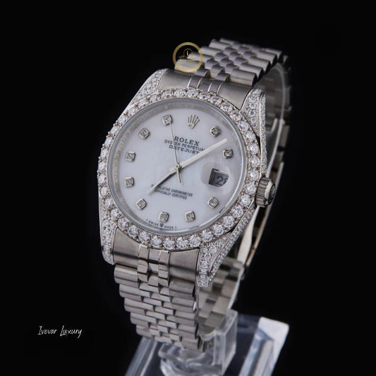 Round Cut Diamond Bezel Silver Dial Jubilee Bracelet Watch