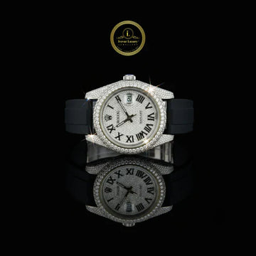 The Hustler’s Heirloom Precision Mechanical Diamond Watch With Black Rubber Band