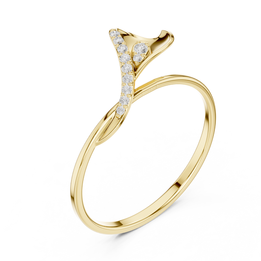 0.010 CT The Graceful Floral Ring with Sparkling Lab Grown Round Diamond in Full Bloom