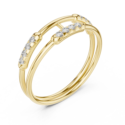 Round Cut Lab Diamond Double Band Open Bar Ring