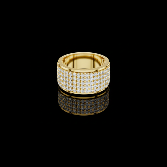 2.25 TCW Luxurious Multi Row Lab Grown Round Diamond Pave Wide Band Ring