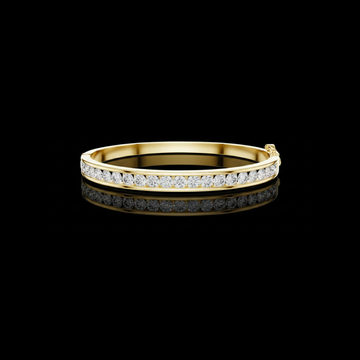 3.47 TCW Modern Gold Lab Grown Bangle Bracelet Featuring Channel Set Round Brilliant Diamonds