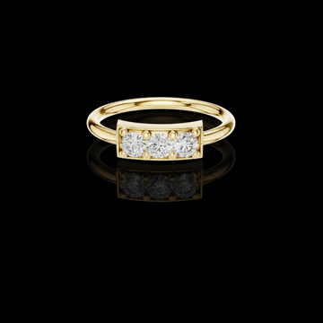 0.33 TCW Classic Three Stone Lab Grown Diamond Bar Ring with Round Brilliant Cut Diamonds