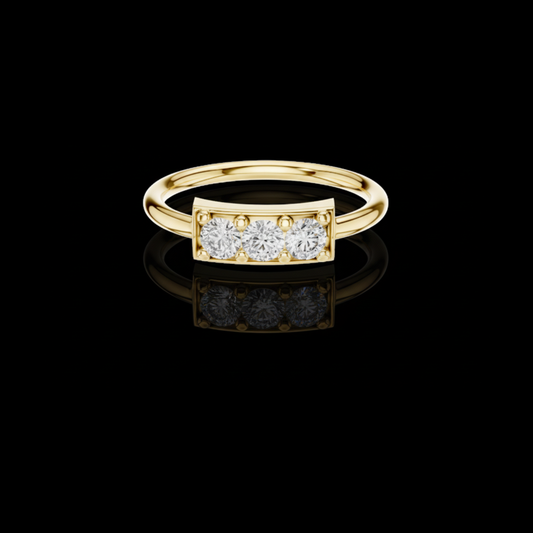 0.33 TCW Classic Three Stone Lab Grown Diamond Bar Ring with Round Brilliant Cut Diamonds