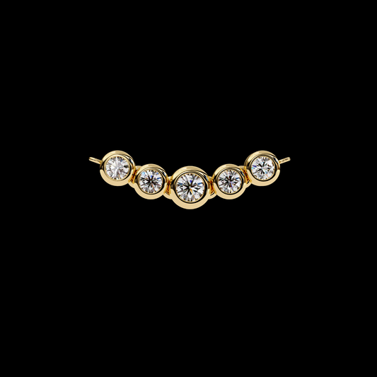 0.26 TCW Curved Five Stone Bezel Set Moissanite Diamond Bar Pendant Featuring Brilliant Round Cut Diamonds