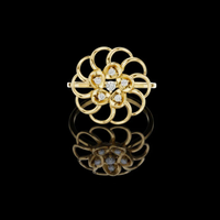 Floral Ring with Bezel Set Round Moissanite Diamonds For Women