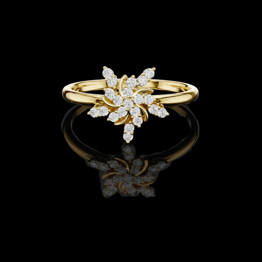 0.126 TCW Sunlit Aurora Petal Moissanite Diamond Ring A Golden Burst of Bloom