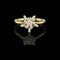 Marquise Floral Cluster Moissanite Round Cut Diamond Statement Ring