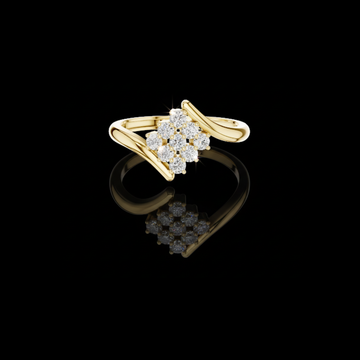 0.32 TCW Elegant Moissanite Round Diamond Blossom Cluster Ring with Sculpted Open Band