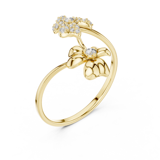 0.016 Butterfly Ring Featuring Sparkling Lab Grown Diamond and Dual Butterfly Design