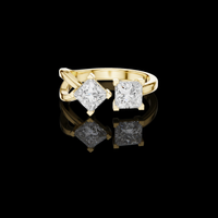 1.36 TCW Modern Bypass Ring Adorned with Princess Moissanite Diamonds in a Striking Dual Stone Setting
