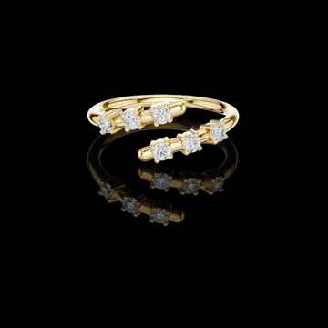 0.21 TCW Trendy Open Bypass Moissanite Ring in Gold with Floating Round Brilliant Diamonds