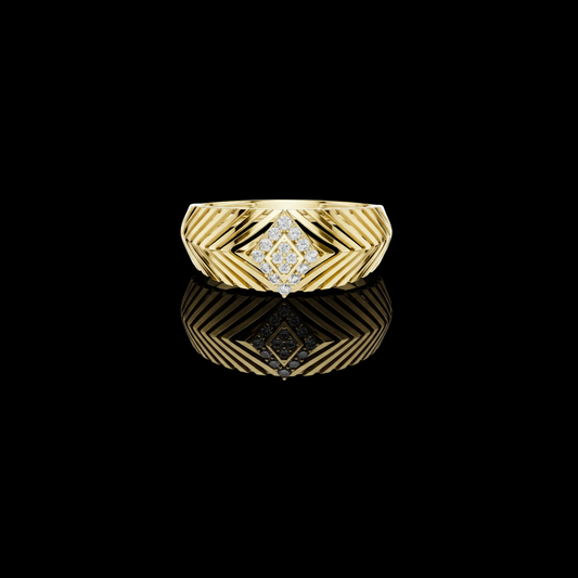 Round Moissanite Diamond Pavé Chevron Statement Ring