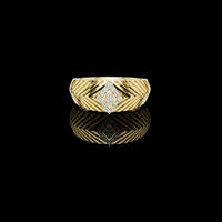 Round Lab Grown Diamond Pavé Chevron Statement Ring