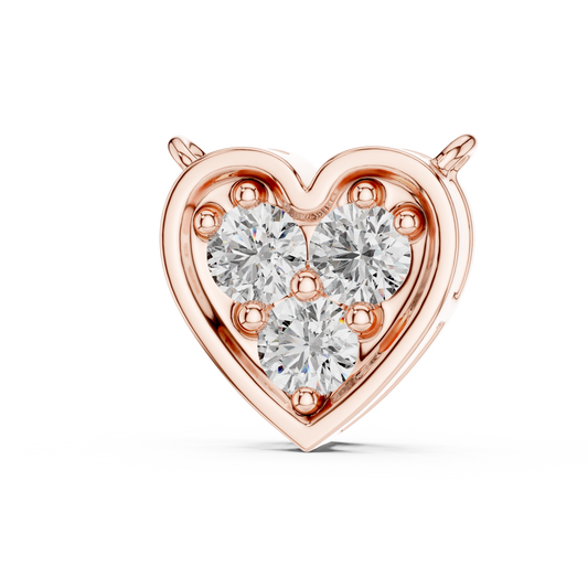 Heart Shape Pendant with Three Stone Cluster Lab Diamonds