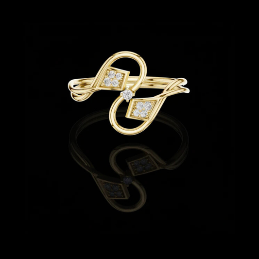 Geometric Pave Accents Infinity Bypass Moissanite Diamond Ring