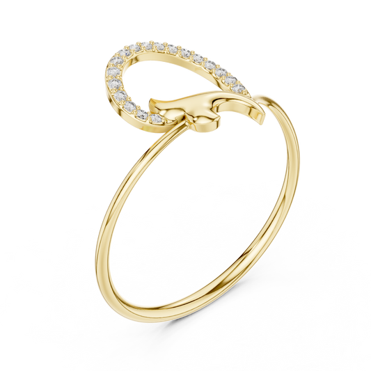 Round Moissanite Diamond Swirl Ring With Minimal Pave Open Design