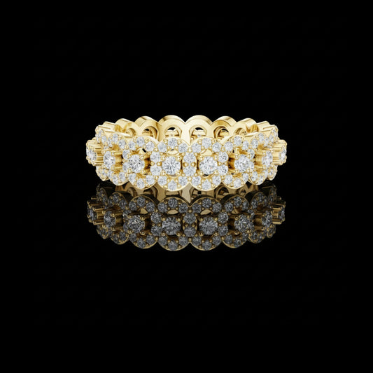 Round Cut Floral Cluster Lab Grown Diamond Eternity Band Ring