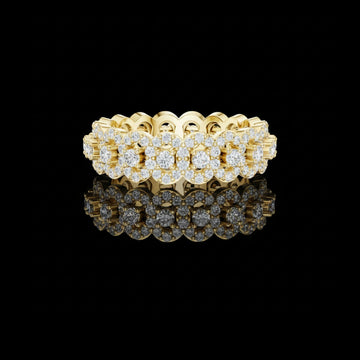 1.18 CT Radiant Floral Inspired Lab Diamond Eternity Band with Sparkling Round Brilliant Accents