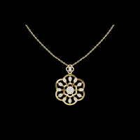 Floral Halo Setting Round Moissanite Diamond Pendant