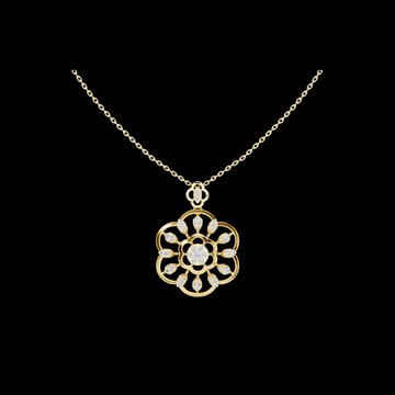 Floral Halo Setting Round Moissanite Diamond Pendant