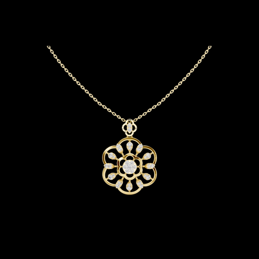 Floral Halo Setting Round Moissanite Diamond Pendant