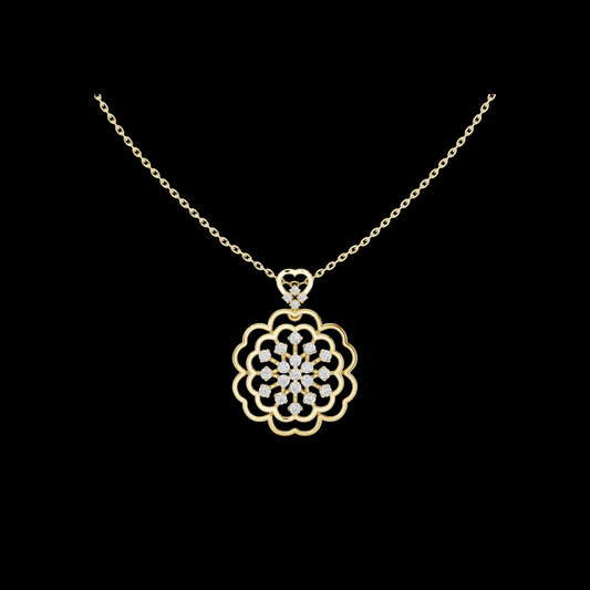 Round Diamond Floral Moissanite Pendant Necklace