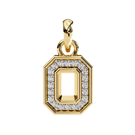 Abstract Cutout Frame Motif Pendant with Round Moissanite Diamond