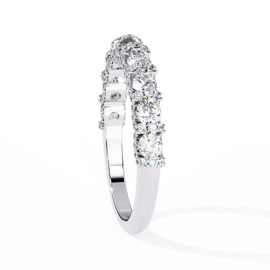 Round Cut Shared Prong Lab Grown Half Eternity Band Wedding Ring