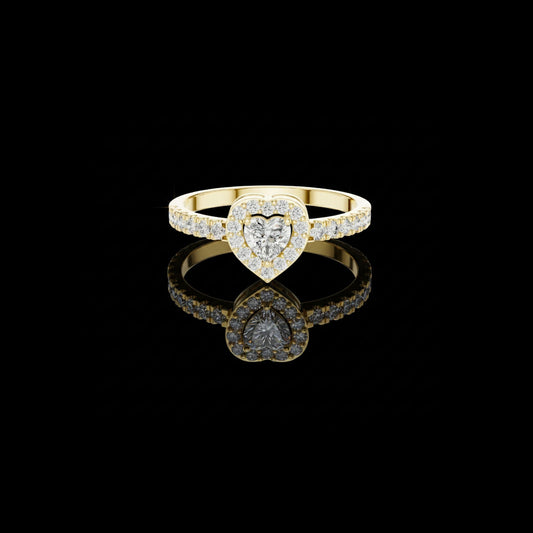 0.23 CT Romantic Heart Cut Moissanite Diamond Halo Ring with Pave Set Accents For Fiancé